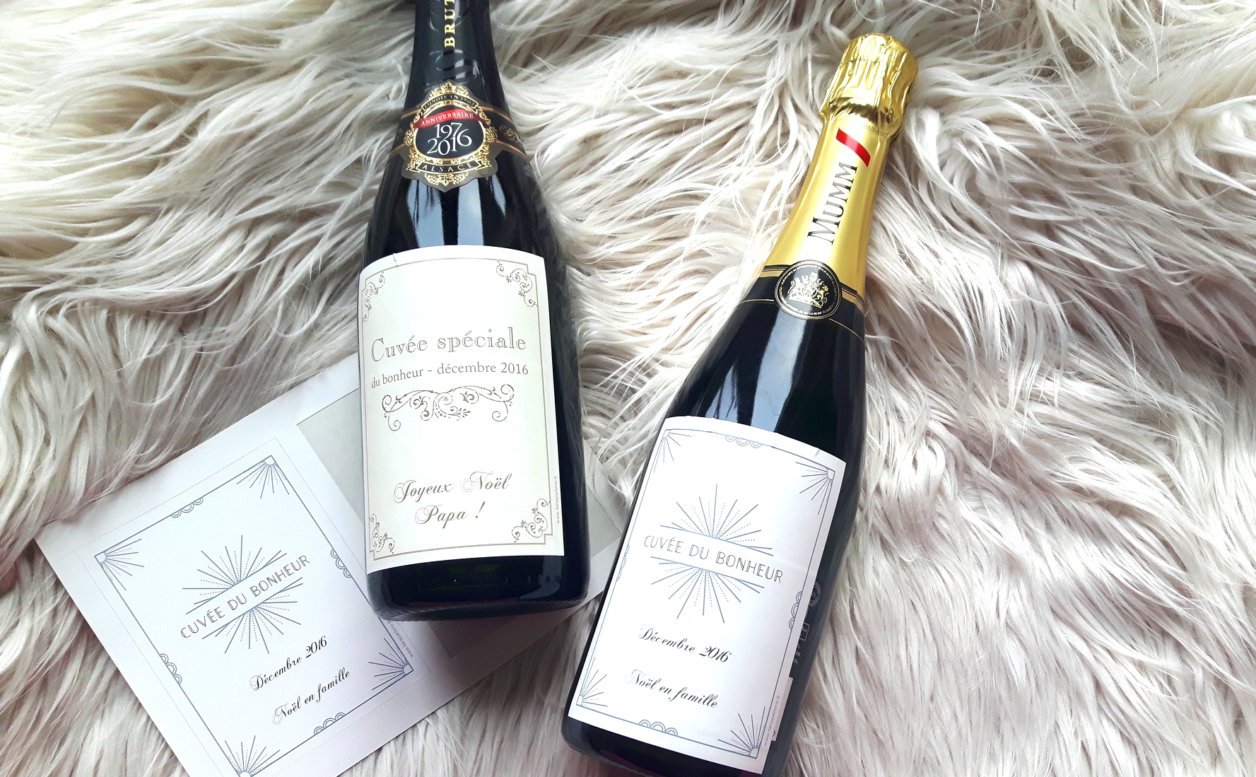Etiquette autocollante bouteille de vin ou champagne pour mariage et fête -  cuvée du bonheur